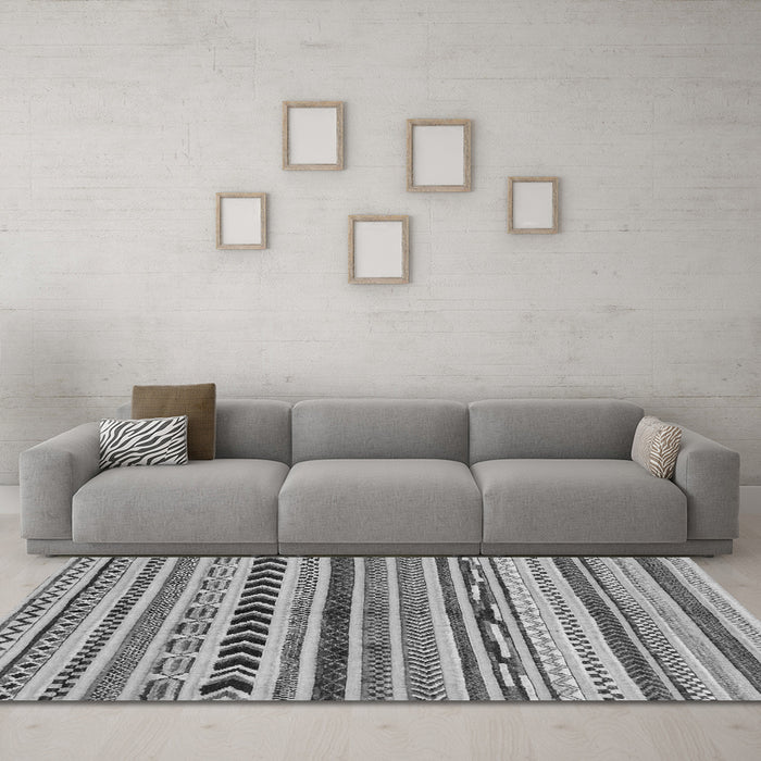 Machine Washable Abstract Gray Modern Rug in a Living Room,, wshabs2302gry