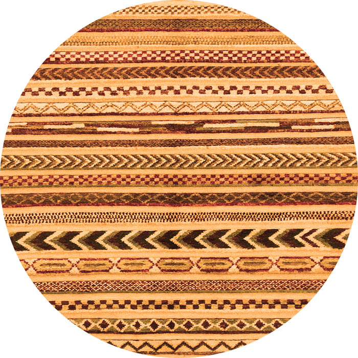 Round Machine Washable Abstract Orange Modern Area Rugs, wshabs2302org