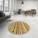 Round Machine Washable Abstract Light Brown Rug in a Office, wshabs2302