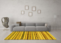 Machine Washable Abstract Yellow Modern Rug, wshabs2302yw