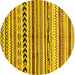 Round Abstract Yellow Modern Rug, abs2302yw