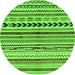 Round Machine Washable Abstract Green Modern Area Rugs, wshabs2302grn