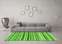 Machine Washable Abstract Green Modern Rug, wshabs2302grn