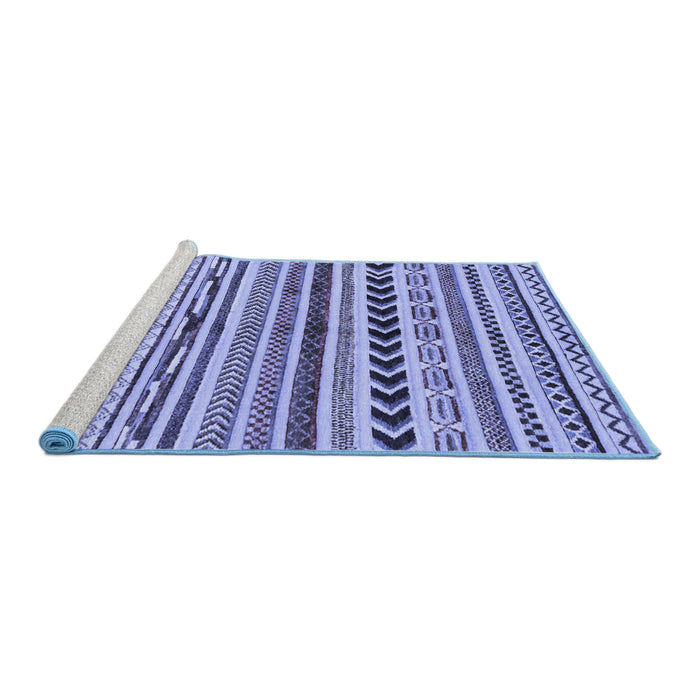 Sideview of Machine Washable Abstract Blue Modern Rug, wshabs2302blu