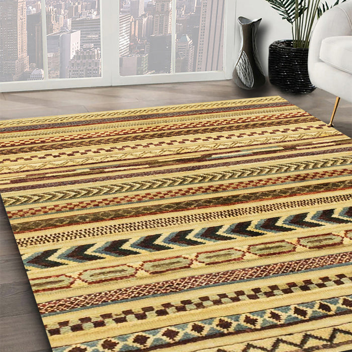 Abstract Light Brown Modern Rug in Family Room, abs2302