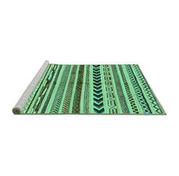 Sideview of Machine Washable Abstract Turquoise Modern Area Rugs, wshabs2302turq