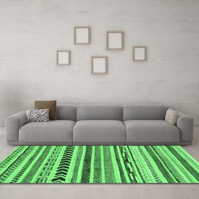 Machine Washable Abstract Emerald Green Modern Area Rugs in a Living Room,, wshabs2302emgrn
