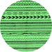 Round Abstract Emerald Green Modern Rug, abs2302emgrn