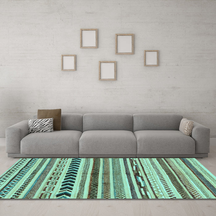 Machine Washable Abstract Light Blue Modern Rug in a Living Room, wshabs2302lblu