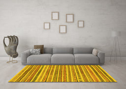Machine Washable Abstract Yellow Modern Rug in a Living Room, wshabs2303yw