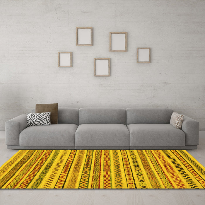 Machine Washable Abstract Yellow Modern Rug in a Living Room, wshabs2303yw