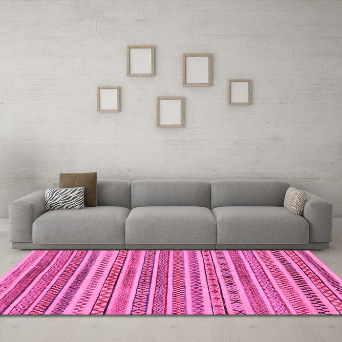 Machine Washable Abstract Pink Modern Rug in a Living Room, wshabs2303pnk