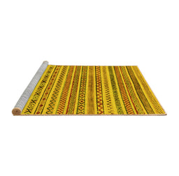 Sideview of Machine Washable Abstract Yellow Modern Rug, wshabs2303yw