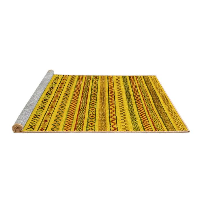 Sideview of Machine Washable Abstract Yellow Modern Rug, wshabs2303yw