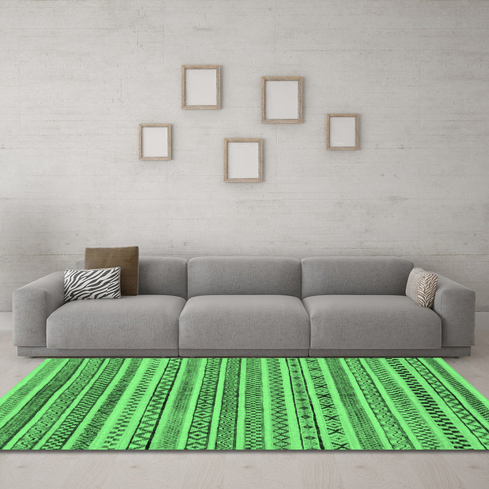 Machine Washable Abstract Emerald Green Modern Area Rugs in a Living Room,, wshabs2303emgrn