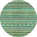 Round Abstract Light Blue Modern Rug, abs2303lblu