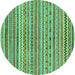 Round Abstract Turquoise Modern Rug, abs2303turq