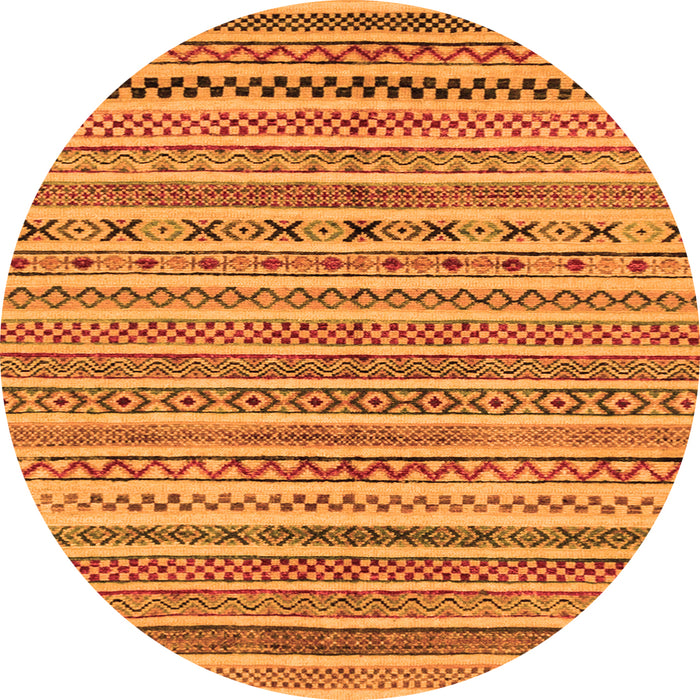 Round Machine Washable Abstract Orange Modern Area Rugs, wshabs2303org