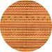 Round Machine Washable Abstract Orange Modern Area Rugs, wshabs2303org