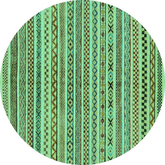 Round Machine Washable Abstract Turquoise Modern Area Rugs, wshabs2303turq