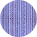 Round Abstract Blue Modern Rug, abs2303blu