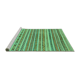 Sideview of Machine Washable Abstract Turquoise Modern Area Rugs, wshabs2303turq
