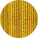 Round Machine Washable Abstract Yellow Modern Rug, wshabs2303yw