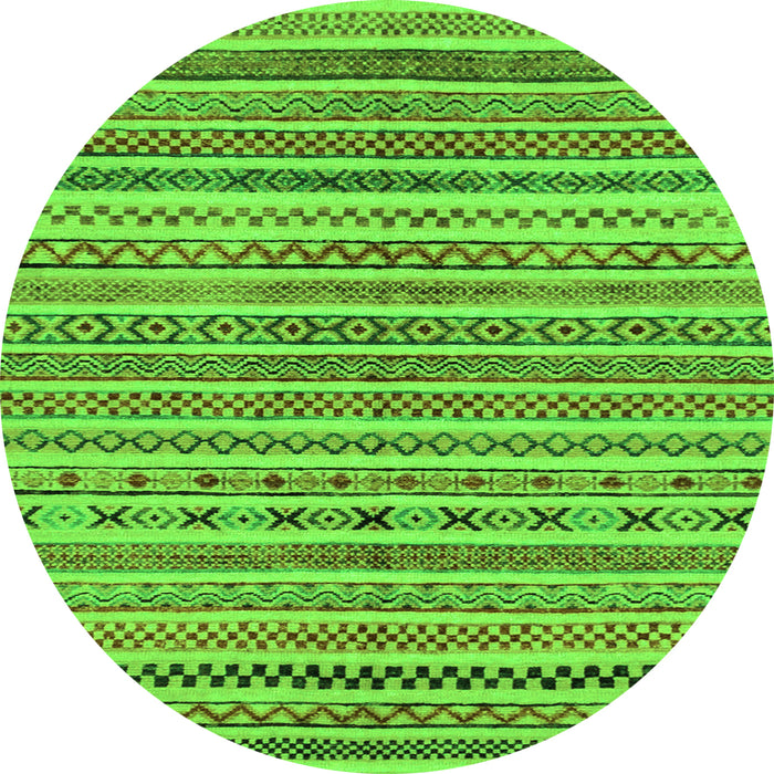 Round Machine Washable Abstract Green Modern Area Rugs, wshabs2303grn
