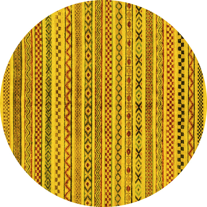 Round Abstract Yellow Modern Rug, abs2303yw