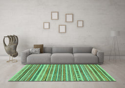 Machine Washable Abstract Turquoise Modern Area Rugs in a Living Room,, wshabs2303turq