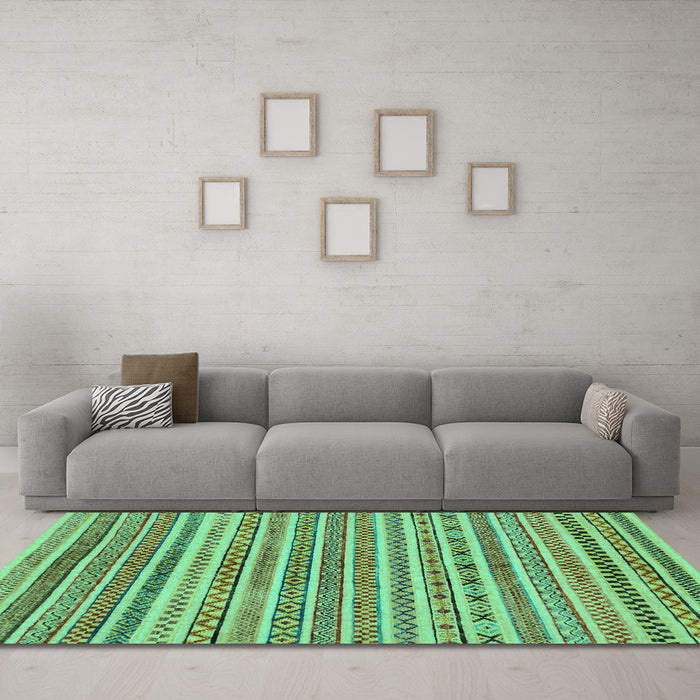 Machine Washable Abstract Turquoise Modern Area Rugs in a Living Room,, wshabs2303turq