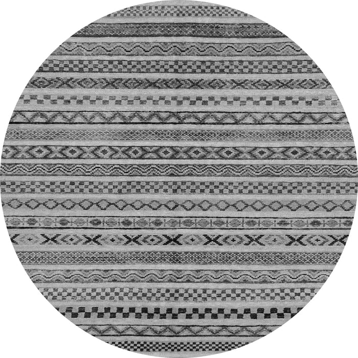 Round Machine Washable Abstract Gray Modern Rug, wshabs2303gry