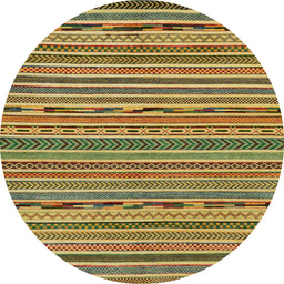 Round Machine Washable Abstract Gold Rug, wshabs2304