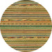 Round Machine Washable Abstract Gold Rug, wshabs2304