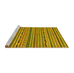 Sideview of Machine Washable Abstract Yellow Modern Rug, wshabs2304yw