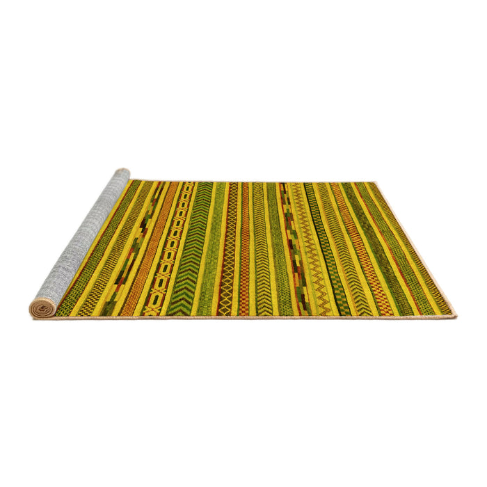 Sideview of Machine Washable Abstract Yellow Modern Rug, wshabs2304yw