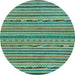 Round Abstract Light Blue Modern Rug, abs2304lblu