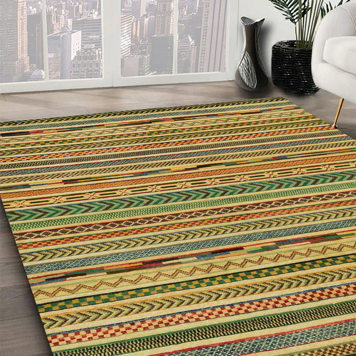 Abstract Gold Modern Rug in Family Room, abs2304