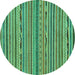 Round Abstract Turquoise Modern Rug, abs2304turq