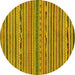 Round Abstract Yellow Modern Rug, abs2304yw