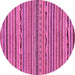 Round Machine Washable Abstract Pink Modern Rug, wshabs2304pnk