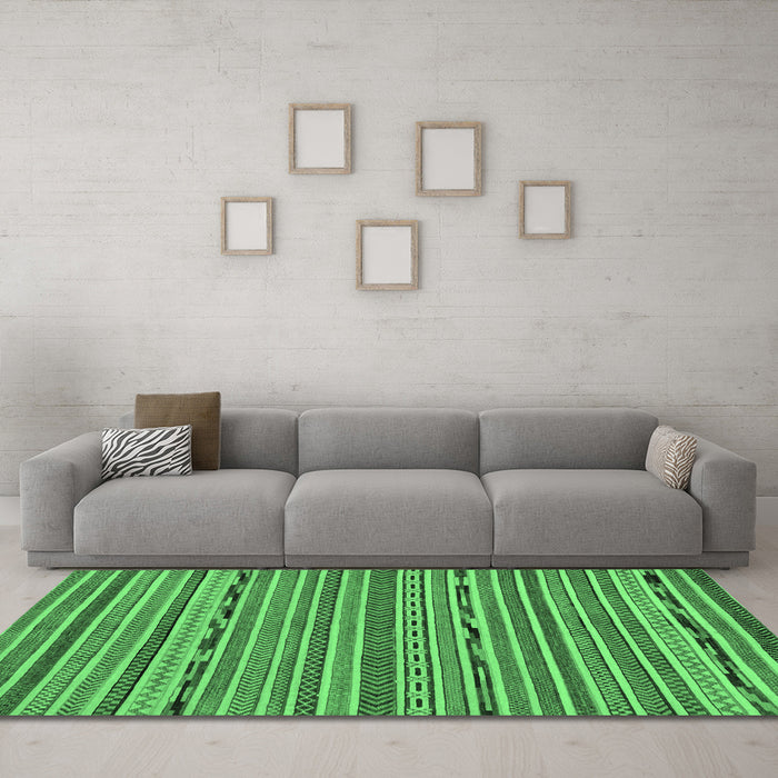 Machine Washable Abstract Emerald Green Modern Area Rugs in a Living Room,, wshabs2304emgrn