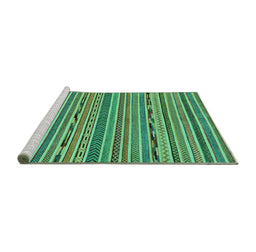 Sideview of Machine Washable Abstract Turquoise Modern Area Rugs, wshabs2304turq