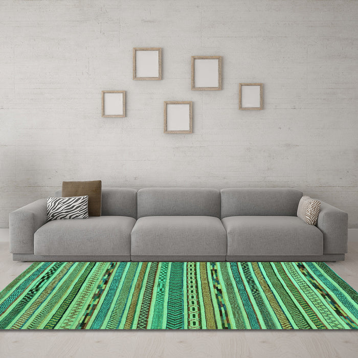 Machine Washable Abstract Turquoise Modern Area Rugs in a Living Room,, wshabs2304turq