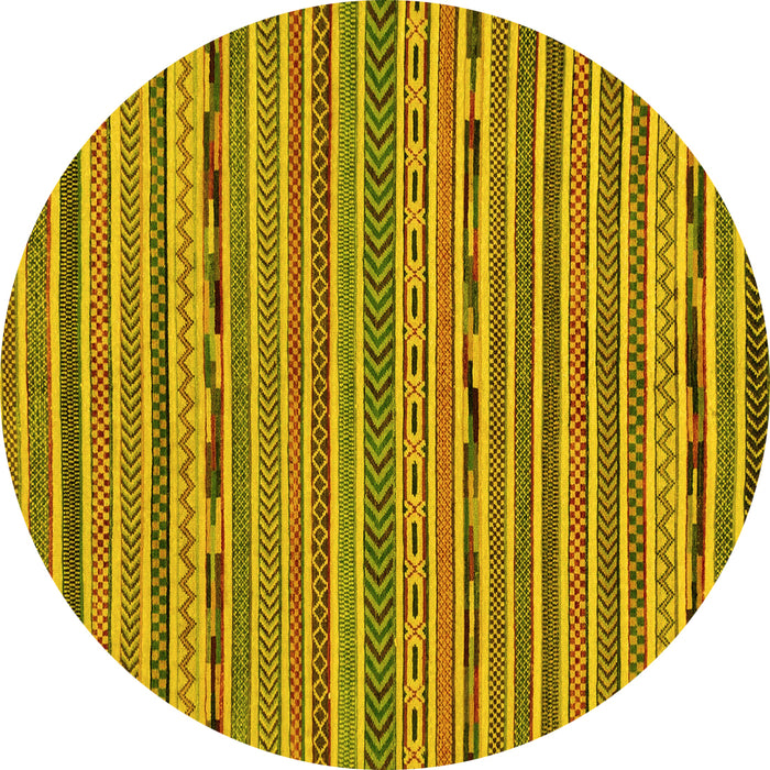 Round Machine Washable Abstract Yellow Modern Rug, wshabs2304yw