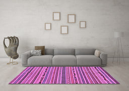 Machine Washable Abstract Purple Modern Area Rugs in a Living Room, wshabs2304pur