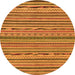 Round Machine Washable Abstract Orange Modern Area Rugs, wshabs2304org