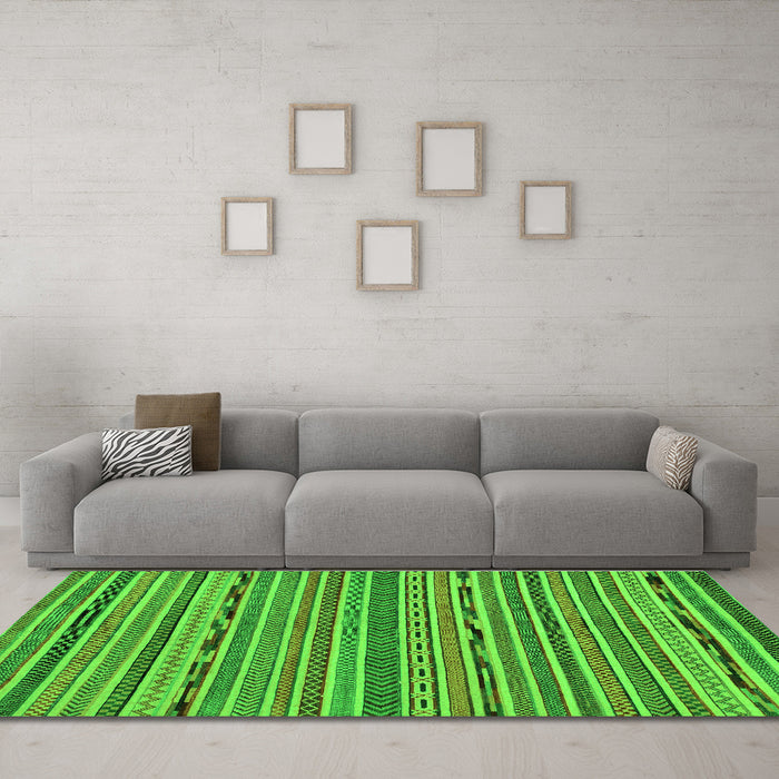 Machine Washable Abstract Green Modern Area Rugs in a Living Room,, wshabs2304grn