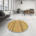 Round Machine Washable Abstract Sedona Brown Rug in a Office, wshabs2305