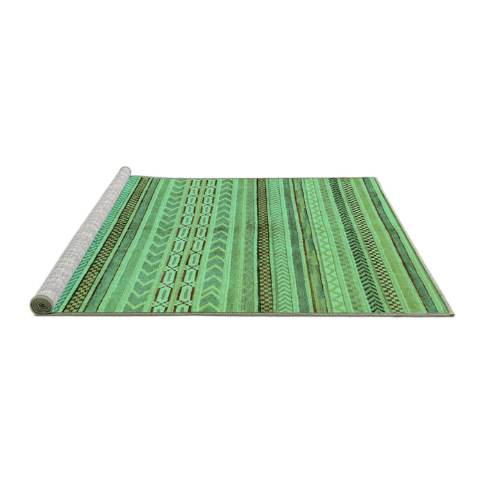 Sideview of Machine Washable Abstract Turquoise Modern Area Rugs, wshabs2305turq